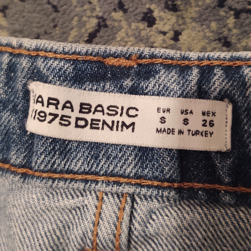 Zara Basic 1975 Denim Embellished Asymmetrical Mi… - image 5